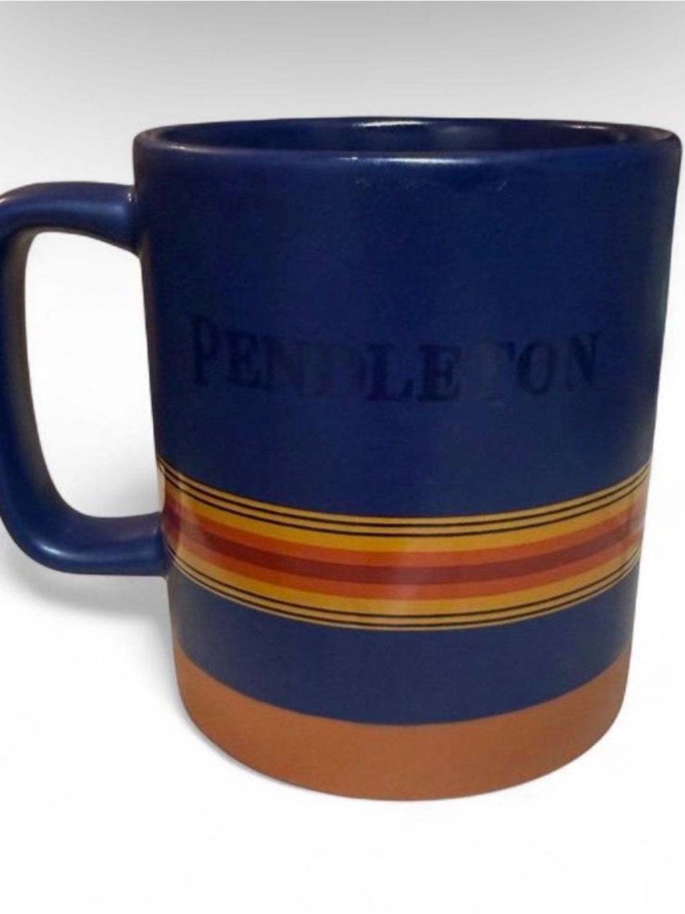 Pendleton National Parks Collection Navy Blue and Brown Striped Ceramic Mug